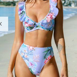 Cupshe Floral Lace UP Bikini - XS/S